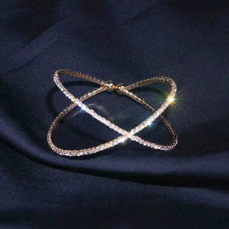 Geometric Crystal Charm Bangle for Women