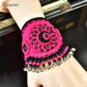 Ethnic Fabric Charm Bracelet For Friendship Bead Bangles Lady Man