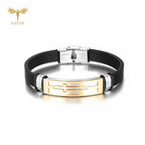 Christian Faith Cross Bracelets Stainless Steel Leather Wristband Jewelry