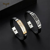 Christian Faith Cross Bracelets Stainless Steel Leather Wristband Jewelry