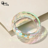 Colorful Geometric Cuff Bangle Bracelets for Women Acrylic Bangles Charms