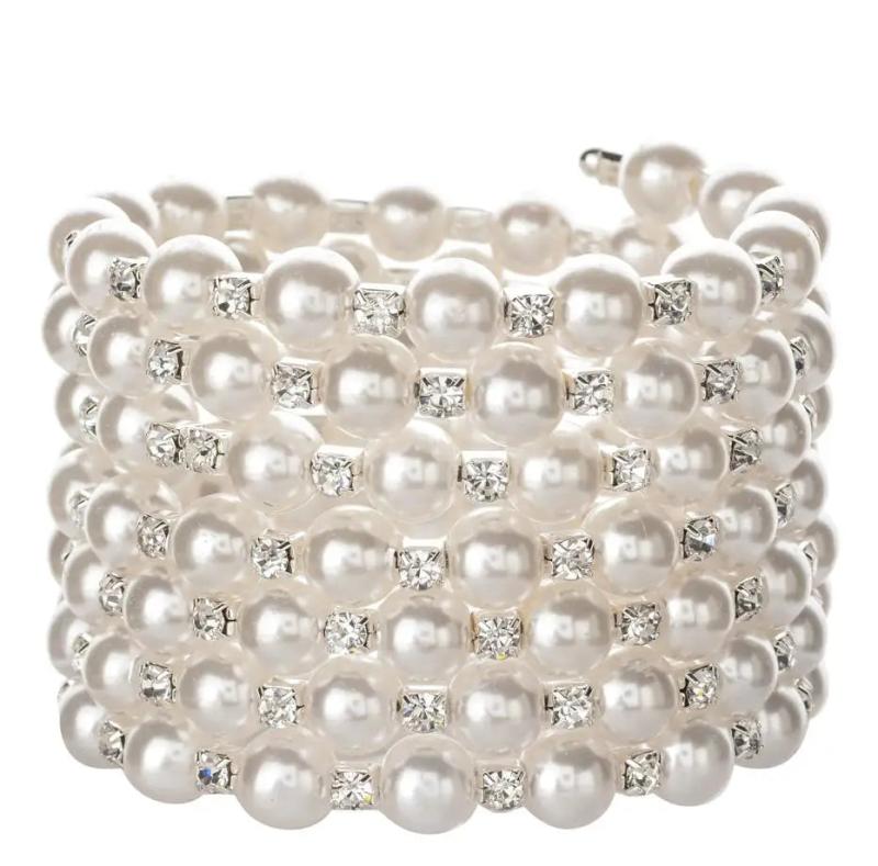 Adjustable Women Wide Beads Chain Bracelets Crystal Bangles