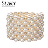 Adjustable Women Wide Beads Chain Bracelets Crystal Bangles