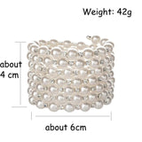 Adjustable Women Wide Beads Chain Bracelets Crystal Bangles