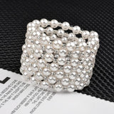 Adjustable Women Wide Beads Chain Bracelets Crystal Bangles