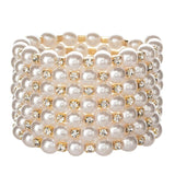 Adjustable Women Wide Beads Chain Bracelets Crystal Bangles