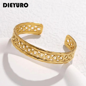316L SS Openwork Cuff Bracelet For Women Non-fading Gift