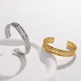 316L SS Openwork Cuff Bracelet For Women Non-fading Gift