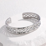 316L SS Openwork Cuff Bracelet For Women Non-fading Gift