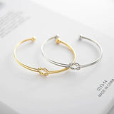 Gold-Plated Double-Layer Knot Cuff Bangle Bracelet for Women