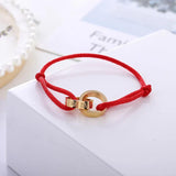 Roman Numerals Stainless Steel Bracelet Red String Wish Bracelet