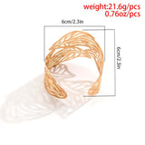 Vintage Hollow Out Leaf Bangle Wide Cuff Bracelet
