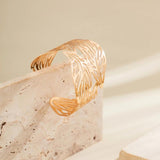 Vintage Hollow Out Leaf Bangle Wide Cuff Bracelet