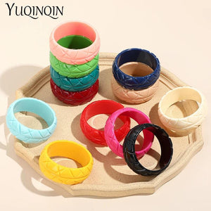 Acrylic Resin Geometric Wide Cuff Bangle Bracelets