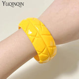 Acrylic Resin Geometric Wide Cuff Bangle Bracelets