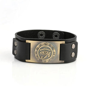 Skyrim Eye of Ra Horus Cuff Leather Bracelet Wicca Jewelry