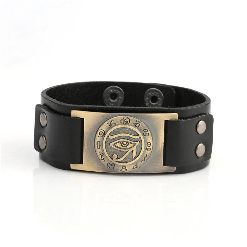 Skyrim Eye of Ra Horus Cuff Leather Bracelet Wicca Jewelry