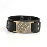Skyrim Eye of Ra Horus Cuff Leather Bracelet Wicca Jewelry
