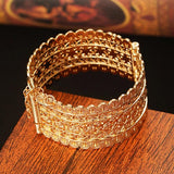 Gold Plated Flower Bangles for Baby Girl, Arabic Side Open Cuff Bracelets