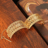 Gold Plated Flower Bangles for Baby Girl, Arabic Side Open Cuff Bracelets