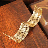 Gold Plated Flower Bangles for Baby Girl, Arabic Side Open Cuff Bracelets