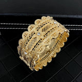 Gold Plated Flower Bangles for Baby Girl, Arabic Side Open Cuff Bracelets