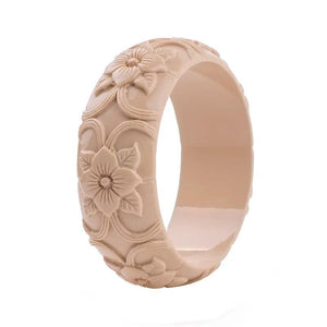 Colorful Resin Acrylic Flower Hand Bangle Bracelet With Charms