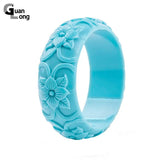Colorful Resin Acrylic Flower Hand Bangle Bracelet With Charms