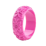 Colorful Resin Acrylic Flower Hand Bangle Bracelet With Charms