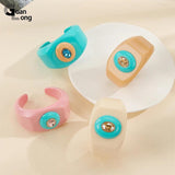 Vintage Geometric Resin Wide Bracelet for Women
