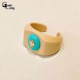 Vintage Geometric Resin Wide Bracelet for Women