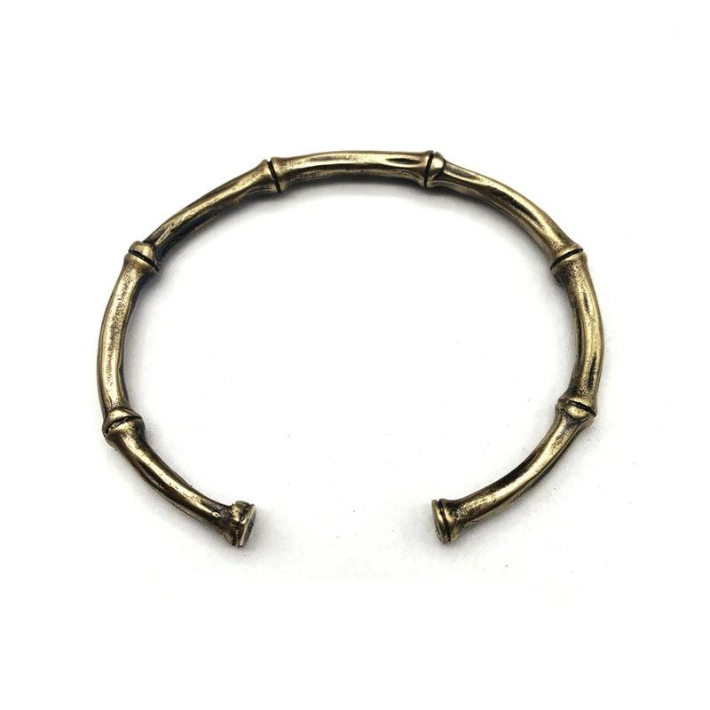 Antique Brass Metal Bamboo Bracelet Cuff Bangle Women Punk Bangles