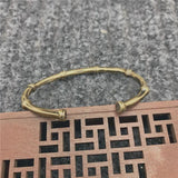 Antique Brass Metal Bamboo Bracelet Cuff Bangle Women Punk Bangles