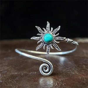 Vintage Style Inlaid Stone Sun Ring for Everyday Accessory