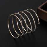 Round Crystal Bangles Silver Plated Rhinestone Cuff Bracelets