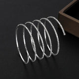 Round Crystal Bangles Silver Plated Rhinestone Cuff Bracelets