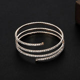 Round Crystal Bangles Silver Plated Rhinestone Cuff Bracelets