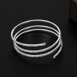Round Crystal Bangles Silver Plated Rhinestone Cuff Bracelets