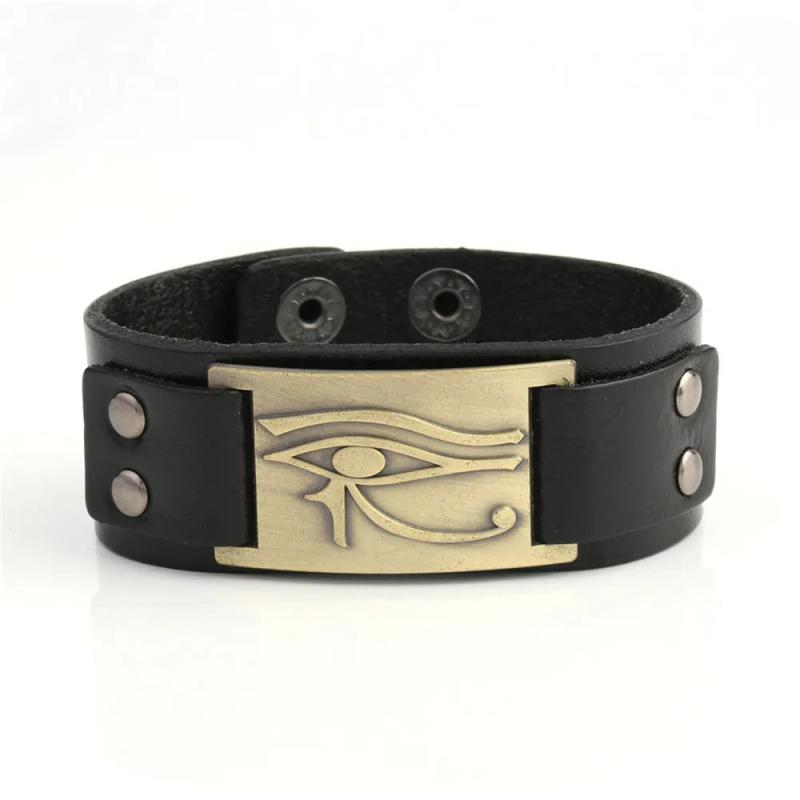 Skyrim Egyptian Eye of Ra Horus Udjat Leather Bracelet