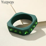 Colorful Resin Crystal Bangle Geometric Square Cuff Bracelet Charms