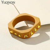Colorful Resin Crystal Bangle Geometric Square Cuff Bracelet Charms