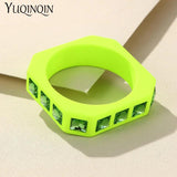 Colorful Resin Crystal Bangle Geometric Square Cuff Bracelet Charms