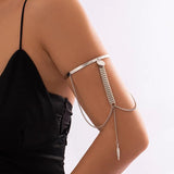 Vintage Metal Feather Pendant Arm Chain Bracelets for Women