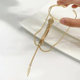 Vintage Metal Feather Pendant Arm Chain Bracelets for Women