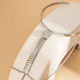Vintage Metal Feather Pendant Arm Chain Bracelets for Women