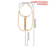 Vintage Metal Feather Pendant Arm Chain Bracelets for Women