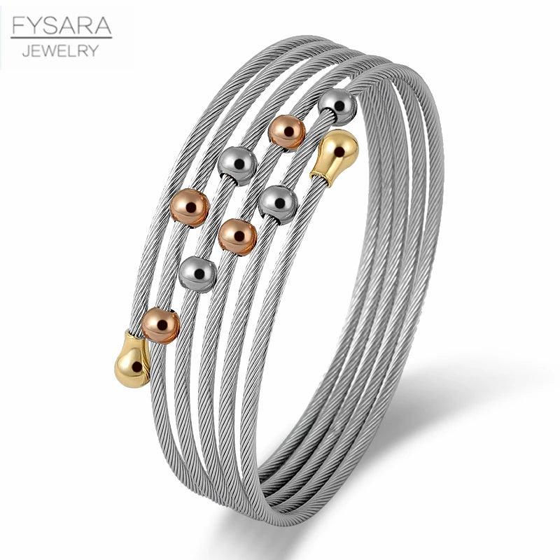 Stainless Steel Charm Cuff Bracelets