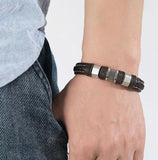 Braided Men's Leather Bracelet Vintage Punk Jewelry