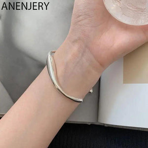 Silver Geometric Chunky Bangle Bracelet for Women