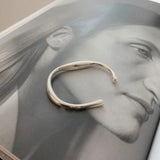Silver Geometric Chunky Bangle Bracelet for Women